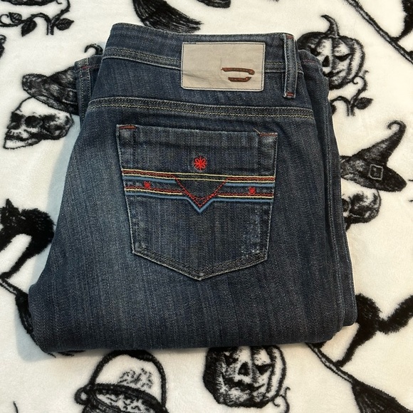 DIESEL women's bebel b.c. stretch flare jeans with embroidered pockets. W28 L32. - Picture 5 of 10